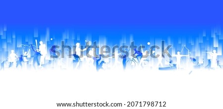 Sports background design with abstract modern template. Vector illustration of sport players in different activities. football, basketball, baseball, tennis, rugby, bicycling Foto d'archivio © 