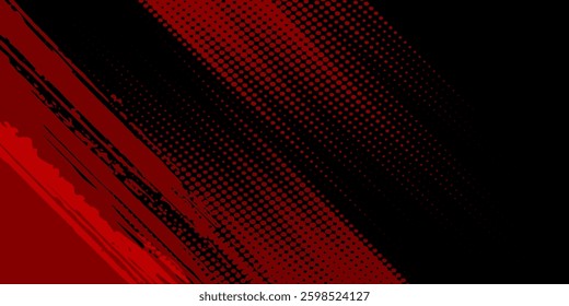 sports background design with red and black accent colors with a dot texture pattern vector illustration modern