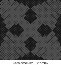 Sports background with dumbbell, inventory items for the gym, the effect of halftone and place for your text, vector illustration.