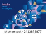 Sports background for event, tournament or invitation. Layout design template with geometric shapes. Summer Championship in Paris. Sports trend 2024.