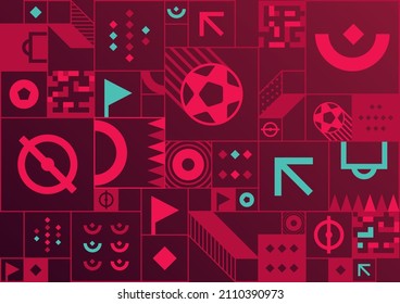 Sports background for event, tournament, invitation, awards or championship. Layout design template with geometric shapes. Qatar 2022.