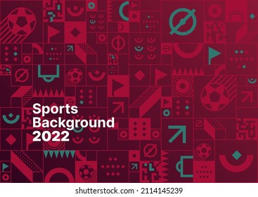 Sports background for event, tournament, invitation, awards or championship. Layout design template with geometric shapes. Trend 2022.