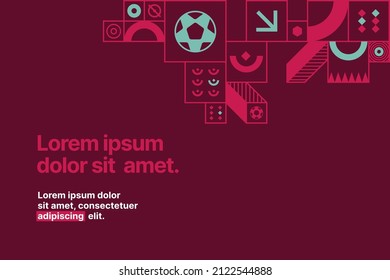 Sports background for event, tournament, invitation, or cup. Layout design template with geometric shapes. Championship in Qatar. Sports background trend 2022.