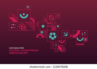 Sports background for event, tournament, invitation, cup or championship. Layout design template with geometric shapes. Qatar 2022. - Shutterstock ID 2130478208