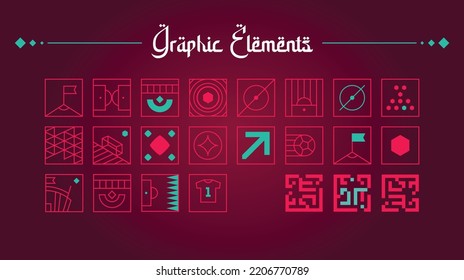 Sports background for event, tournament, invitation, cup or championship. Layout design template with geometric shapes. Qatar 2022.