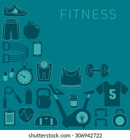 Sports Background with Fitness Icons