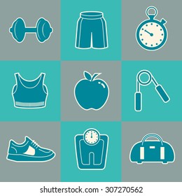 Sports Background with Fitness Icons