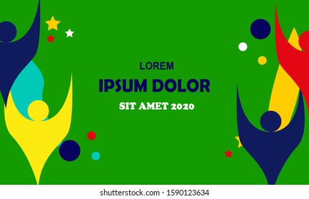 Sports background, green, white, blue, red vector illustration