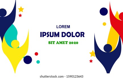 Sports background, green, white, blue, red vector illustration