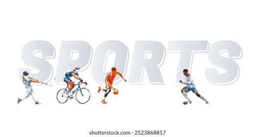 Sports background, group of active people. Vector graphic design of sports athletes