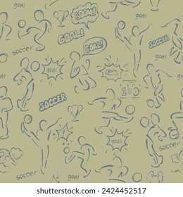 Sports background. Pen drawn soccer players. Can be used for printing
