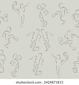 Sports background. Pen drawn soccer players. Can be used for printing
