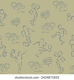 Sports background. Pen drawn soccer players. Can be used for printing
