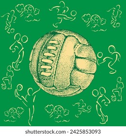 Sports background. Pen drawn soccer players. Can be used for printing
