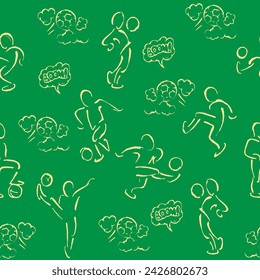 Sports background. Pen drawn soccer players. Can be used for printing

