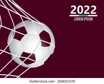 Sports background with soccer ball. Ball in the net. Goal.