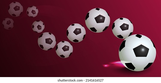 Sports background with soccer balls and bursts of energy