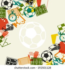 Sports background with soccer (football) flat icons.