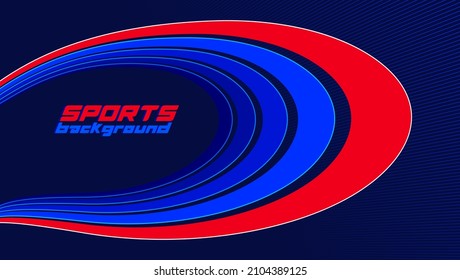 Sports background vector abstract lines in 3D dimensional rotation, dark red and blue dynamic layout for sport games or racing and running activities.