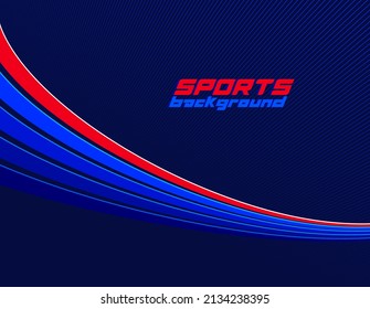 Sports background vector abstract lines in 3D dimensional rotation, dark red and blue dynamic layout for sport games or racing and running activities.