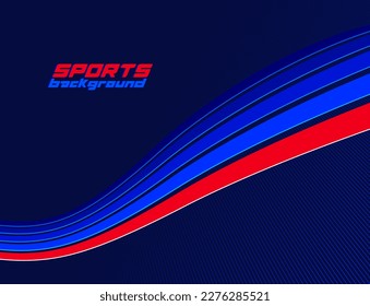 Sports background vector abstract lines in 3D dimensional rotation, dark red and blue dynamic layout for sport games or racing and running activities.