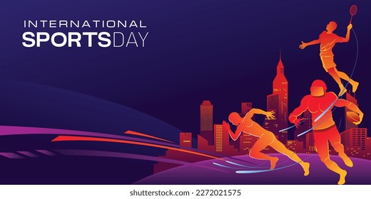 Sports Background Vector. International Sports Day Illustration, Graphic Design for the decoration of gift certificates, banners, and flyer