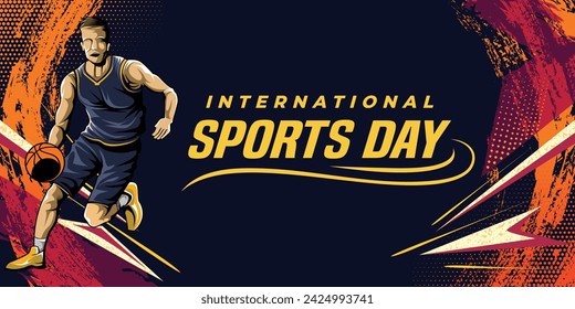 Sports Background Vector. International Sports Day Illustration. Graphic Design for the decoration of gift certificates, banners, and flyer