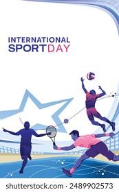 Sports Background Vector. International Sports Day Illustration. Graphic Design for the decoration of gift certificates, banners, and flyer