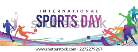 Sports Background Vector. International Sports Day Illustration, Graphic Design for the decoration of gift certificates, banners, and flyer Foto d'archivio © 