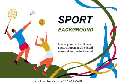 Sports background.Summer sports games. Abstract colorful background with athletes.Vector illustration.