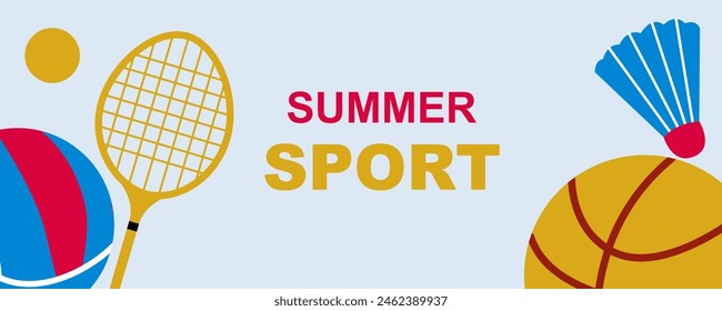 Sports background.Summer sports games. Abstract colorful background with sports rackets and balls.Vector illustration.	
