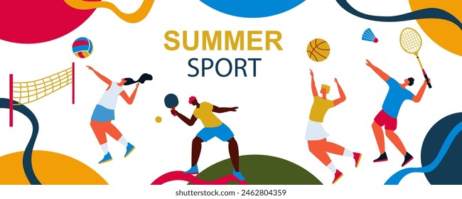 Sports background.Summer sports games. Abstract colorful background with athletes.Vector illustratio