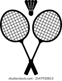 Raqueta de bádminton deportivo línea suttlecock negro