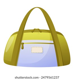 Sports bag backpack blue green, for sportswear and equipment for sports training, fitness. Travel bag, school bag, stuff bag with pocket. Vector illustration on a white background.
