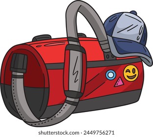 Sports Bag and Cap Cartoon Colored Clipart 