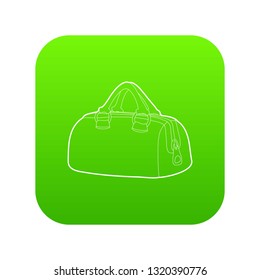 Sports bag icon green vector isolated on white background