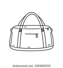 Bolsa deportiva aislada en un fondo blanco. Ilustración de vectores dibujada a mano en estilo doodle. Perfecto para el logotipo, la decoración y los diferentes diseños.