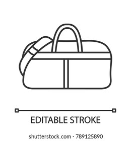 Sports Bag Linear Icon. Thin Line Illustration. Duffel Handbag. Contour Symbol. Vector Isolated Outline Drawing. Editable Stroke