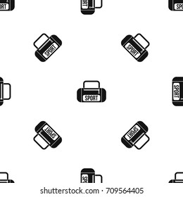 Sports bag pattern repeat seamless in black color for any design. Vector geometric illustration