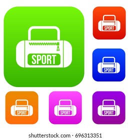 Sports bag set icon in different colors isolated vector illustration. Premium collection