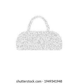 The sports bag symbol filled with black dots. Pointillism style. Vector illustration on white background