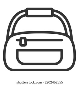 Sports bag with things for sports - icon, illustration on white background, outline style
