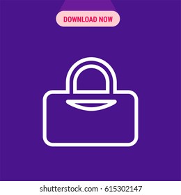Sports Bag Vector Icon, The outlined symbol of sport bag on the purple background. Simple, modern flat vector illustration for mobile app, website or desktop app   