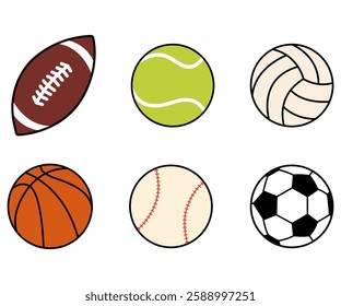 Sports ball cartoon colorful hand drawn