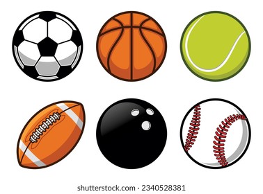 Sports Ball Collection Soccer Football Rugby Bowling Baseball Tennis Ball Basketball