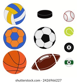 Sports ball color icon set. Vector all sports ball illustration