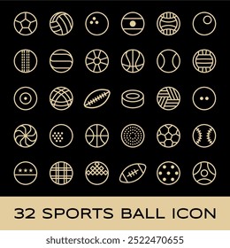 Sports Ball Icon Set. Vector Graphics of Athletic Equipment