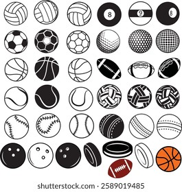 Sports Ball Icons Set Bundle