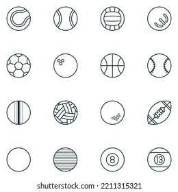 Sports Ball Line Icon Set
