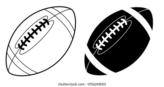 Sports ball for playing American football icon. Team sports. Active lifestyle. Isolated black and white vector